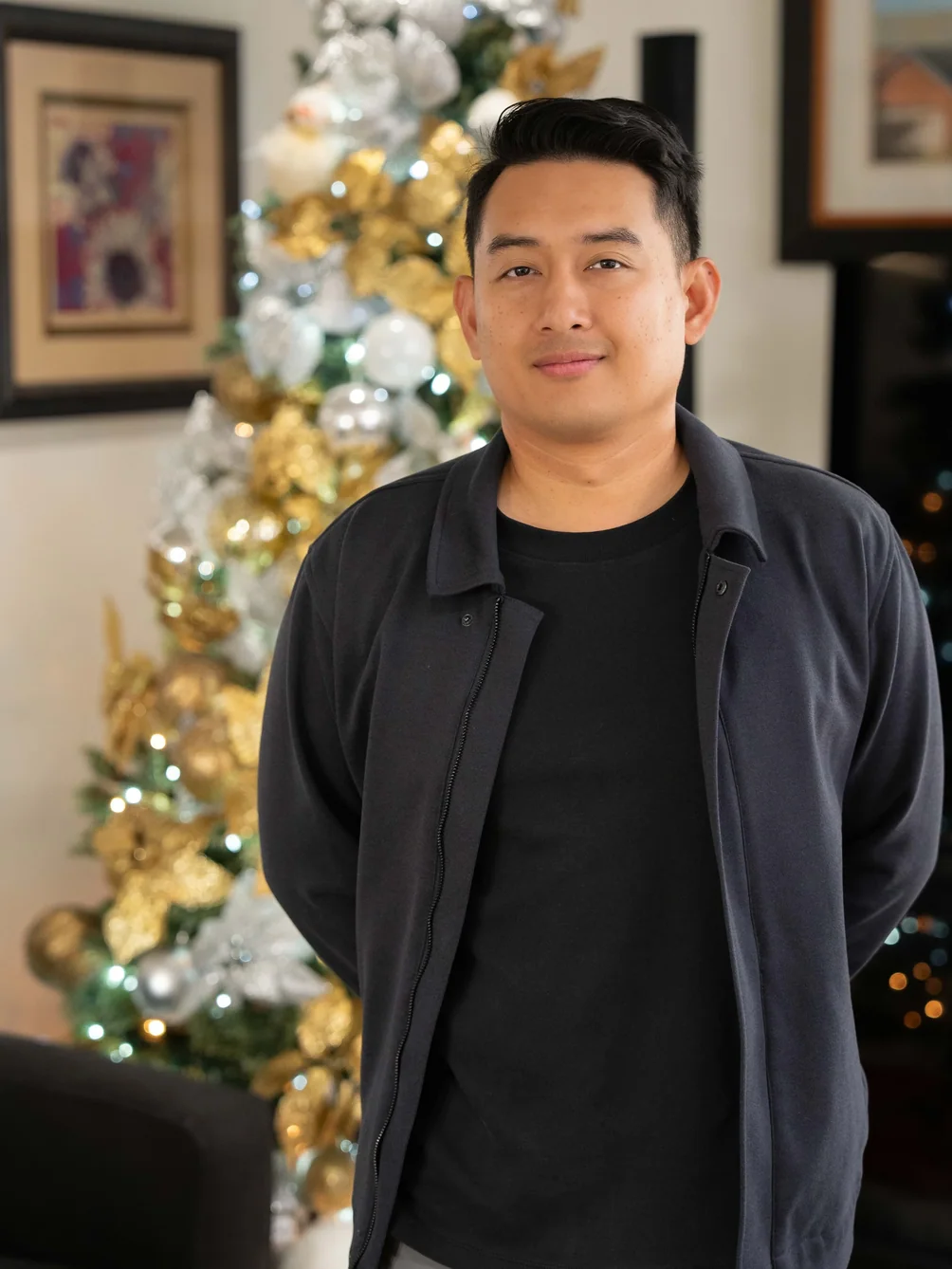 Care team member portrait in welcoming home environment during holiday season
