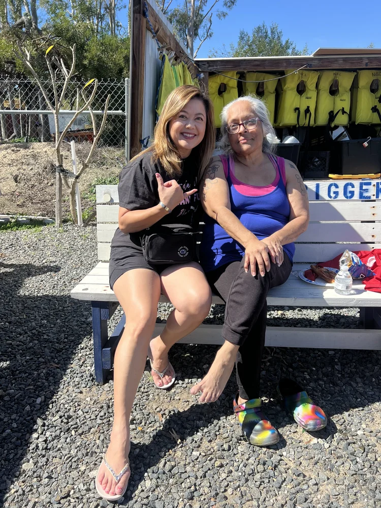 Caregiver and resident enjoying quality time together outdoors